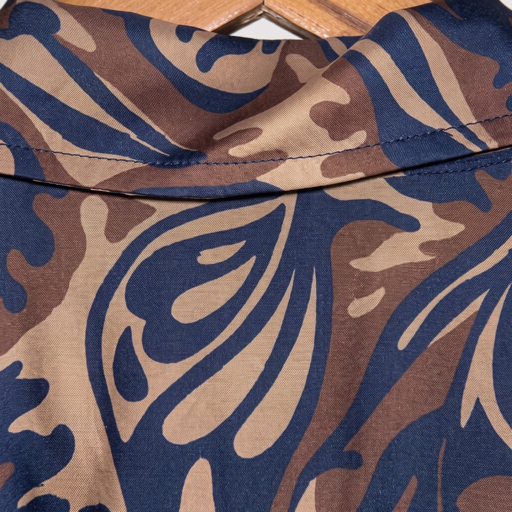 J.McLaughlin Midi Shirt Dress Silk Viscose Botanical Print Tie Waist Button Up M - Picture 10 of 13